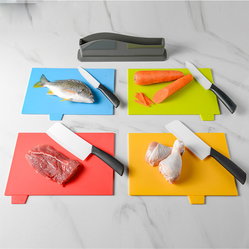 Multi-surface plastic cutting board set for kitchen prep
