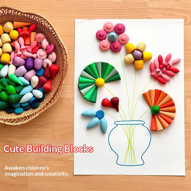 RainbowStack Wooden Stacking Toy - Montessori rainbow building blocks