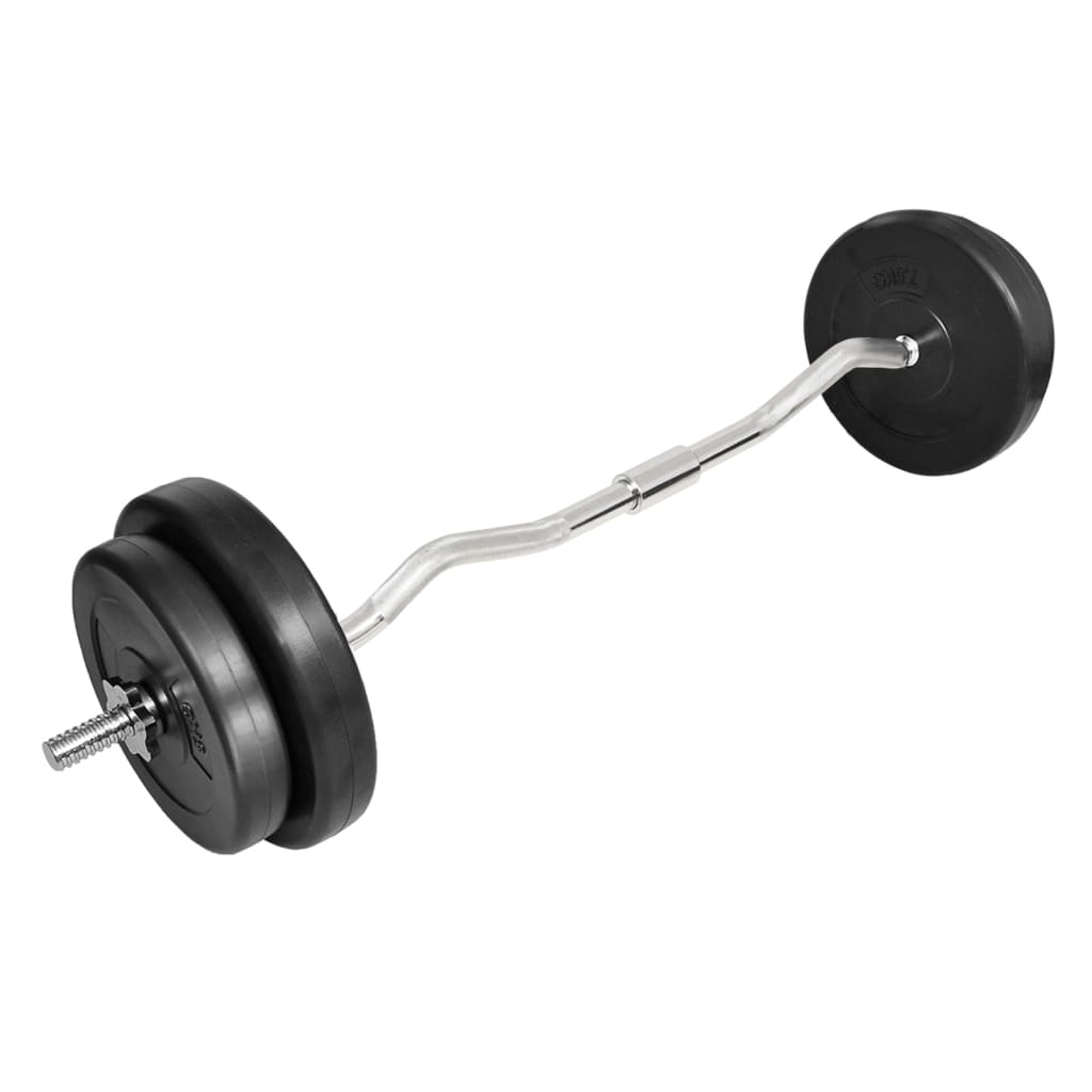 Adjustable dumbbell set with curl bar and weight plates